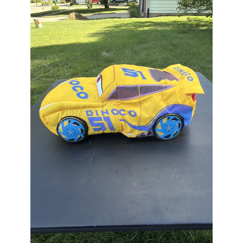 Disney Pixar CARS Dinoco 51 Yellow Cruz Ramirez 14" Reversible Plush Flipazoo - Picture 8 of 16